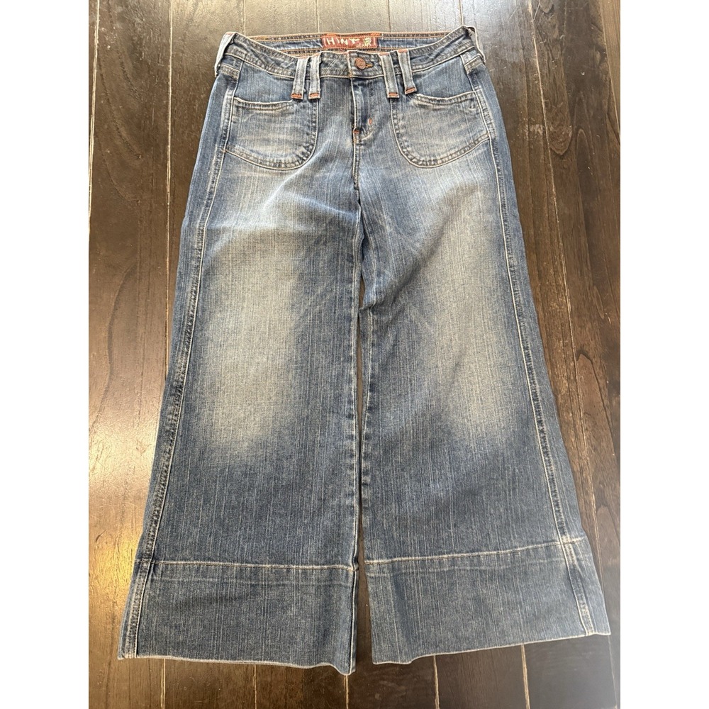 Vtg HiNT Jeans Wide Leg Skater 2000s Y2K Grunge Patch Pocket Denim